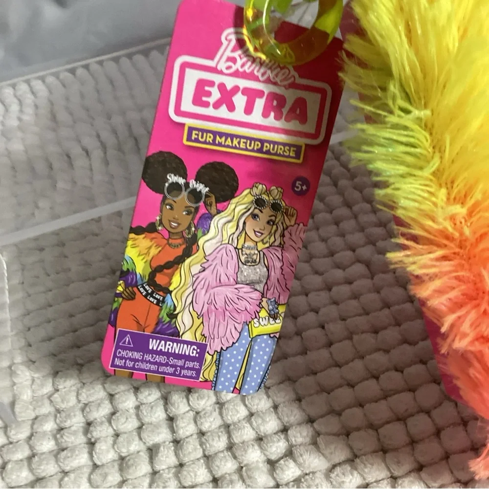 Barbie Extra Fur Make Up Purse with Glitter Lip Gloss Plastic Chain Strap